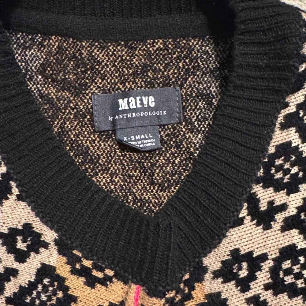 Anthropologie Black and Cream Knit Sweater - Picture 2 of 3